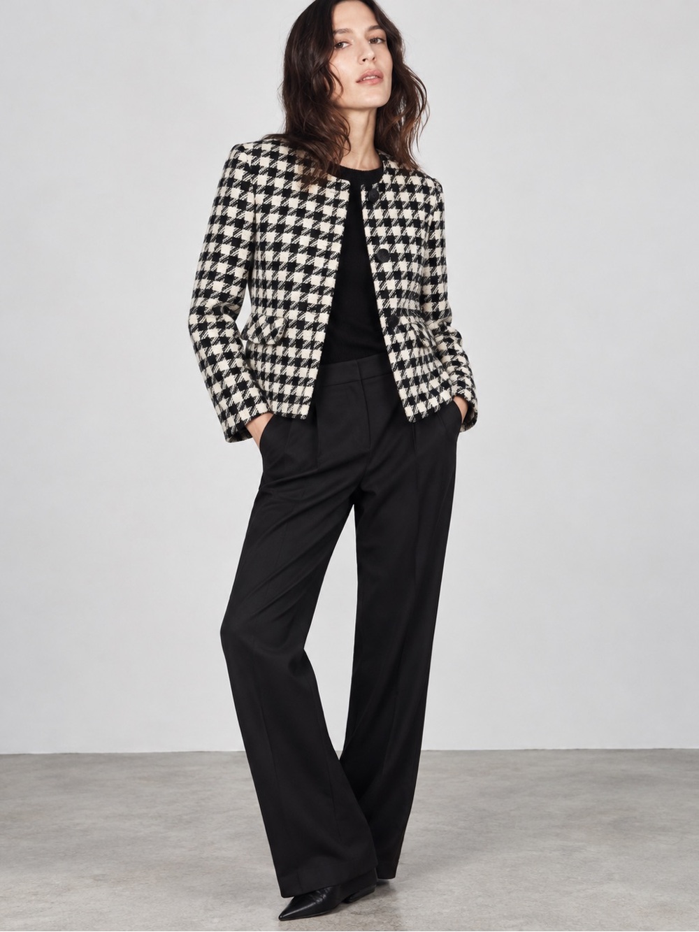 Zara Black and White Houndstooth Blazer Women’s Size Small